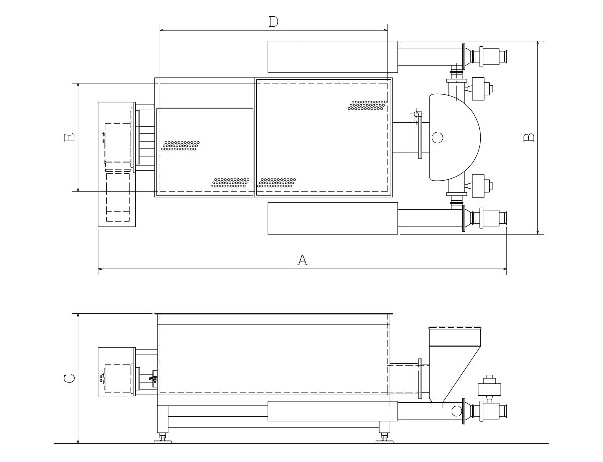 Auger Feed Hopper's dimensions